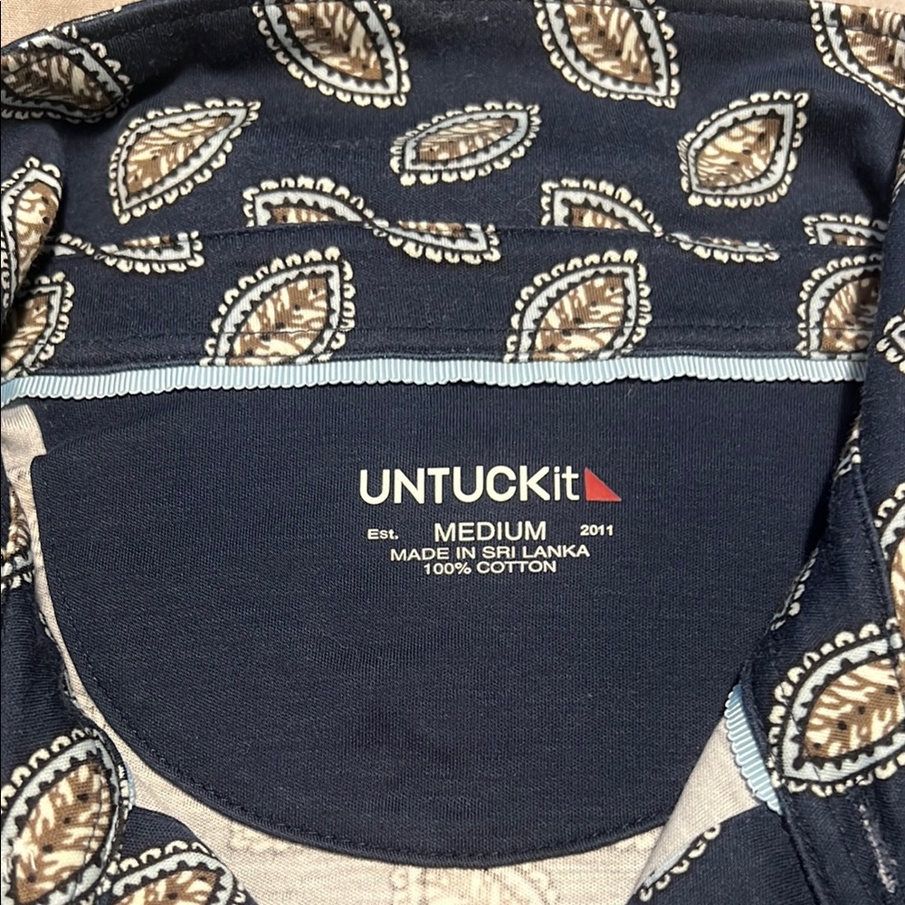 UNTUCKit Navy Paisley Cotton Shirt